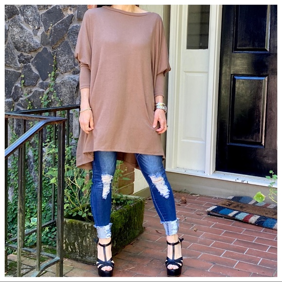 OVERSIZED LOOSE FIT DARK MOCHA KNIT SWEATER - Picture 5 of 9